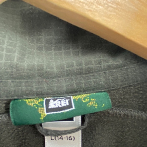 REI Co Op Boys Large (14-16) Fleece Full Zip Sweatshirt Jacket Gray Green, bin - Picture 5 of 7